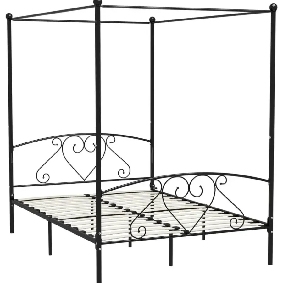 vidaXL - Hemelbed met hoofdbord - Zwart - Metaal - 160x200 cm