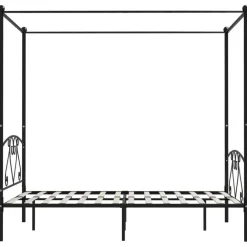 vidaXL - Hemelbed met hoofdbord - Zwart - Metaal - 160x200 cm