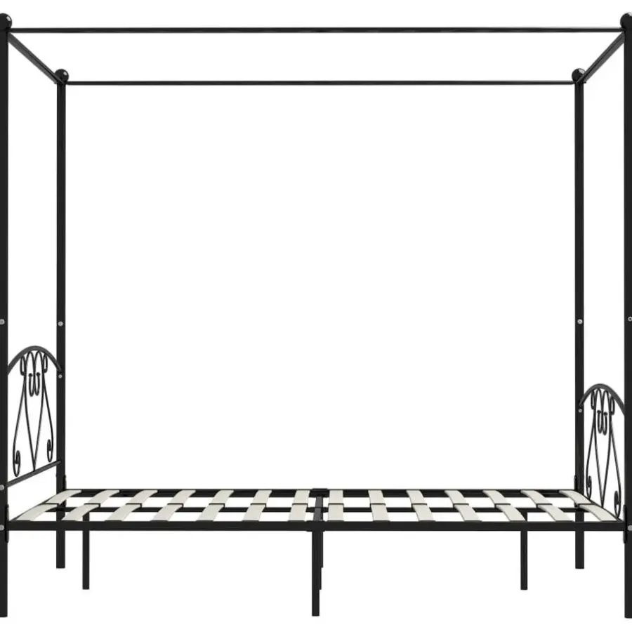 vidaXL - Hemelbed met hoofdbord - Zwart - Metaal - 160x200 cm