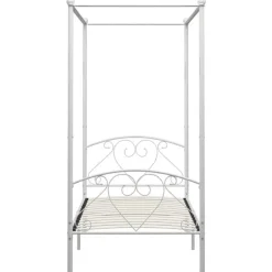 Kinderbedden-vidaXL - Hemelbed met hoofdbord - Wit - Metaal - 100x200 cm