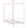 Kinderbedden-vidaXL - Hemelbed met verfijnd ontwerp - Roze - Metaal - 100x200 cm