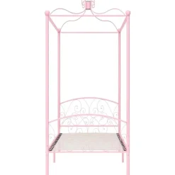 Kinderbedden-vidaXL - Hemelbed met verfijnd ontwerp - Roze - Metaal - 100x200 cm