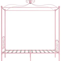 Kinderbedden-vidaXL - Hemelbed met verfijnd ontwerp - Roze - Metaal - 100x200 cm