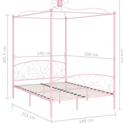 vidaXL - Hemelbed met verfijnd ontwerp - Roze - Metaal - 140x200 cm