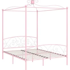 vidaXL - Hemelbed met verfijnd ontwerp - Roze - Metaal - 160x200 cm