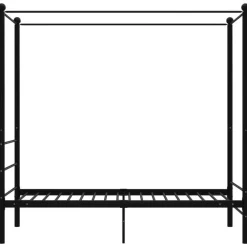 1-Persoons Bedden-vidaXL - Hemelbedframe met latten - Zwart - Metaal - 100x200 cm