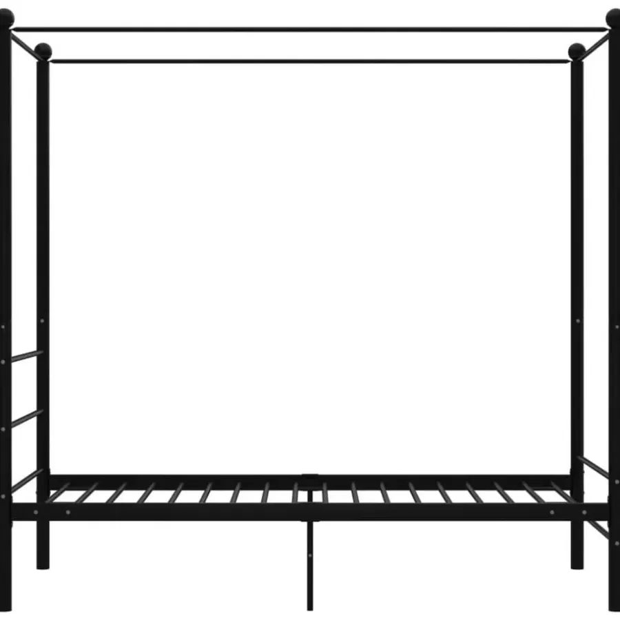 1-Persoons Bedden-vidaXL - Hemelbedframe met latten - Zwart - Metaal - 100x200 cm