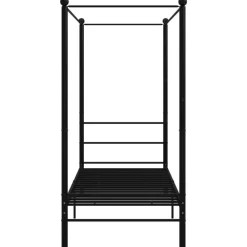 1-Persoons Bedden-vidaXL - Hemelbedframe met latten - Zwart - Metaal - 100x200 cm