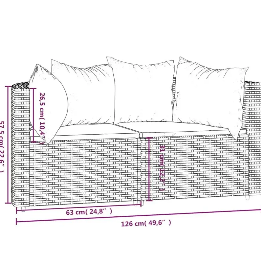 vidaXL - Hoekbank - Zwart - Poly rattan