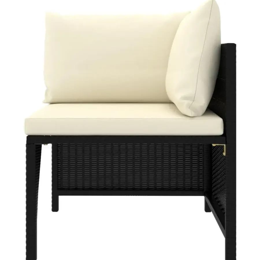 Loungeset Elementen-vidaXL - Hoekbank sectioneel - Zwart - Poly rattan - Met kussens