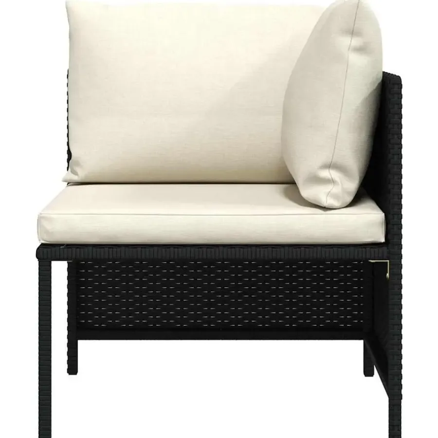 Loungeset Elementen-vidaXL - Hoekbank sectioneel - Zwart - Poly rattan - Met kussens