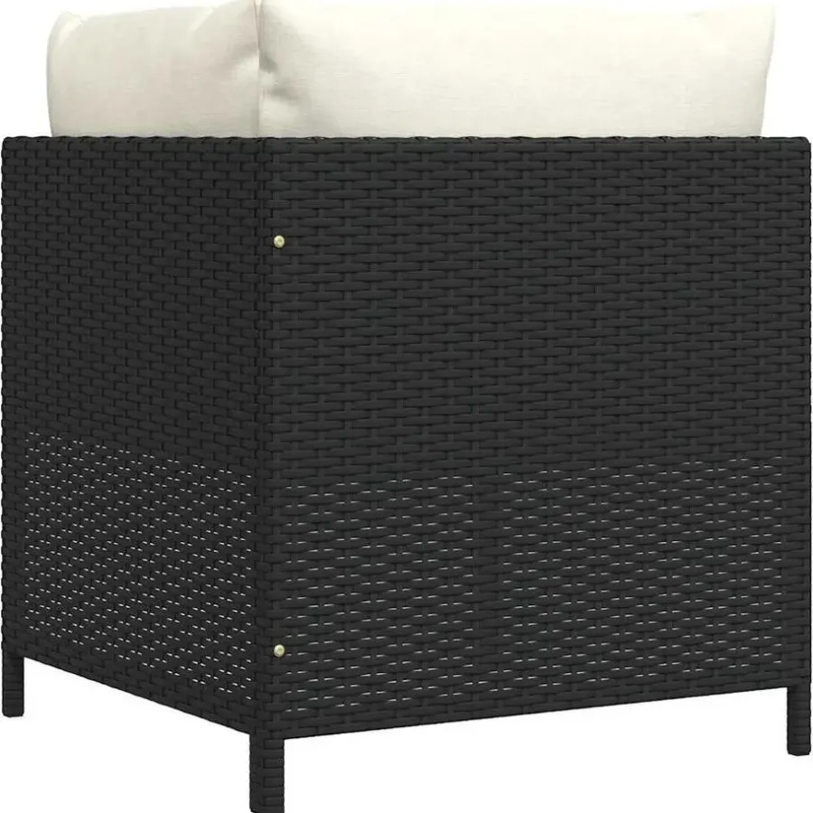 Loungeset Elementen-vidaXL - Hoekbank sectioneel - Zwart - Poly rattan - Met kussens
