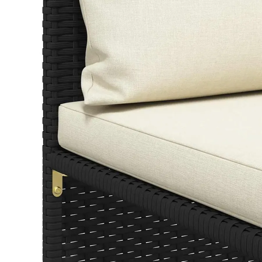 Loungeset Elementen-vidaXL - Hoekbank sectioneel - Zwart - Poly rattan - Met kussens
