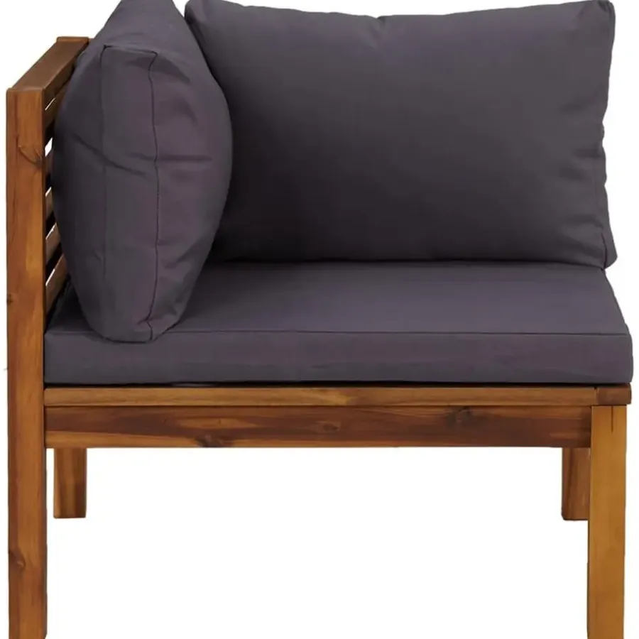 vidaXL - Hoekbank sectioneel - Grijs - Hout - Met kussens