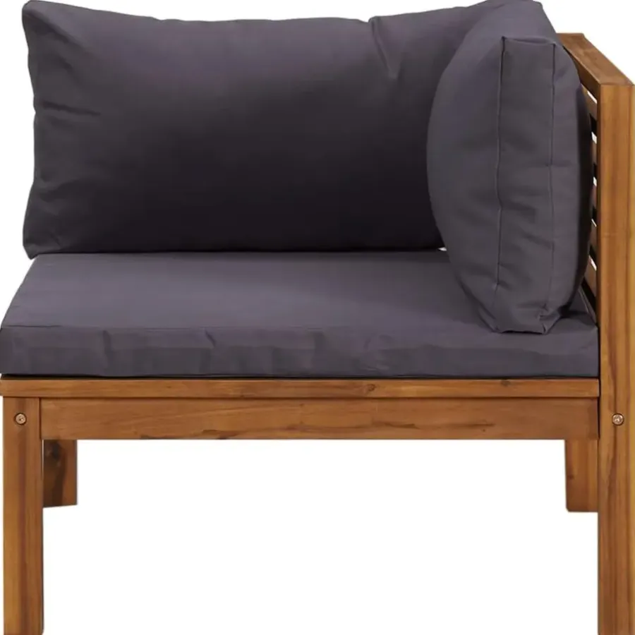 vidaXL - Hoekbank sectioneel - Grijs - Hout - Met kussens