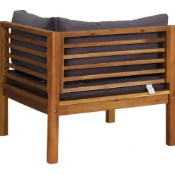 vidaXL - Hoekbank sectioneel - Grijs - Hout - Met kussens