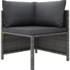 Loungeset Elementen-vidaXL - Hoekbank sectioneel - Grijs - Poly rattan - Met kussens