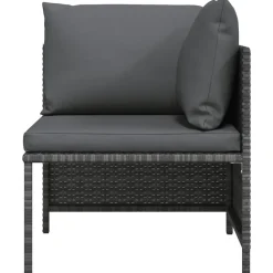 Loungeset Elementen-vidaXL - Hoekbank sectioneel - Grijs - Poly rattan - Met kussens