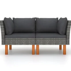 Tuinbanken-vidaXL - Hoekbanken - Grijs - Poly rattan - 2 stuks