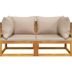 vidaXL - Hoekbanken sectioneel - Taupe - Acaciahout - 2 stuks