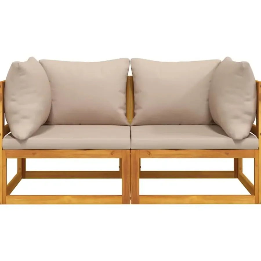 vidaXL - Hoekbanken sectioneel - Taupe - Acaciahout - 2 stuks