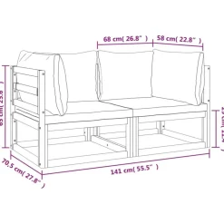 vidaXL - Hoekbanken sectioneel - Taupe - Acaciahout - 2 stuks