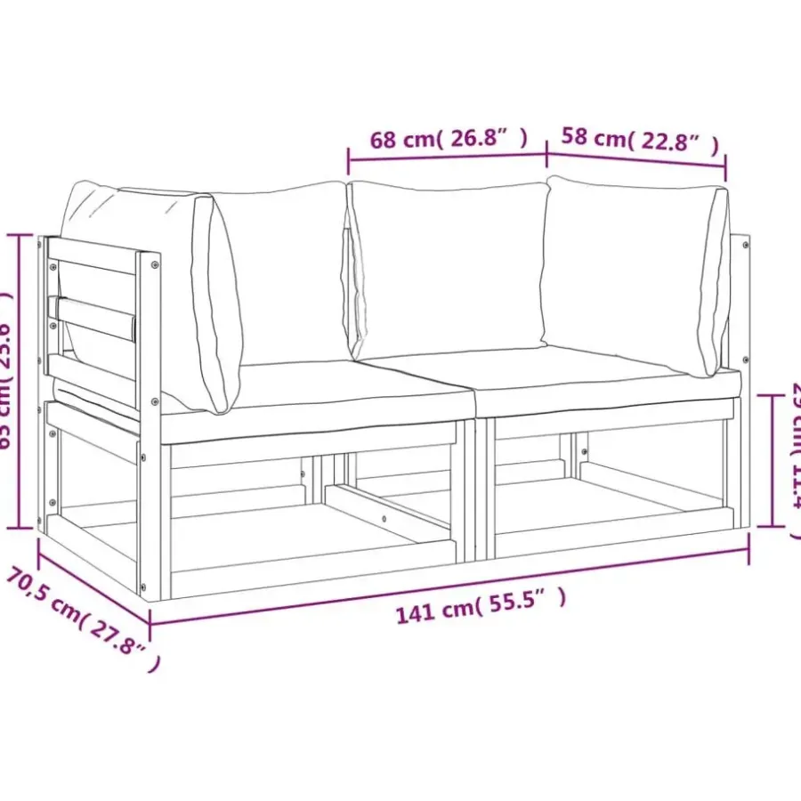 vidaXL - Hoekbanken sectioneel - Taupe - Acaciahout - 2 stuks