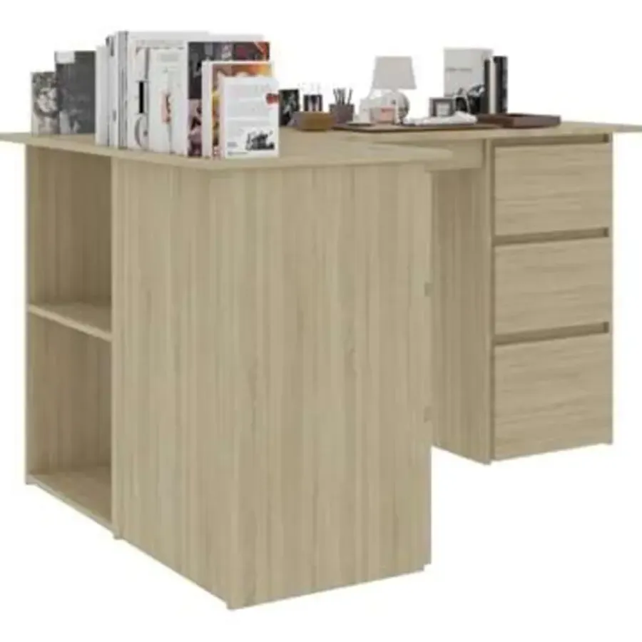 vidaXL - Hoekbureau - Bruin - Bewerkt hout