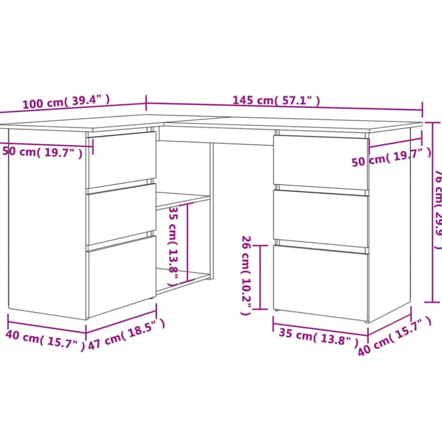 vidaXL - Hoekbureau - Bruin - Bewerkt hout