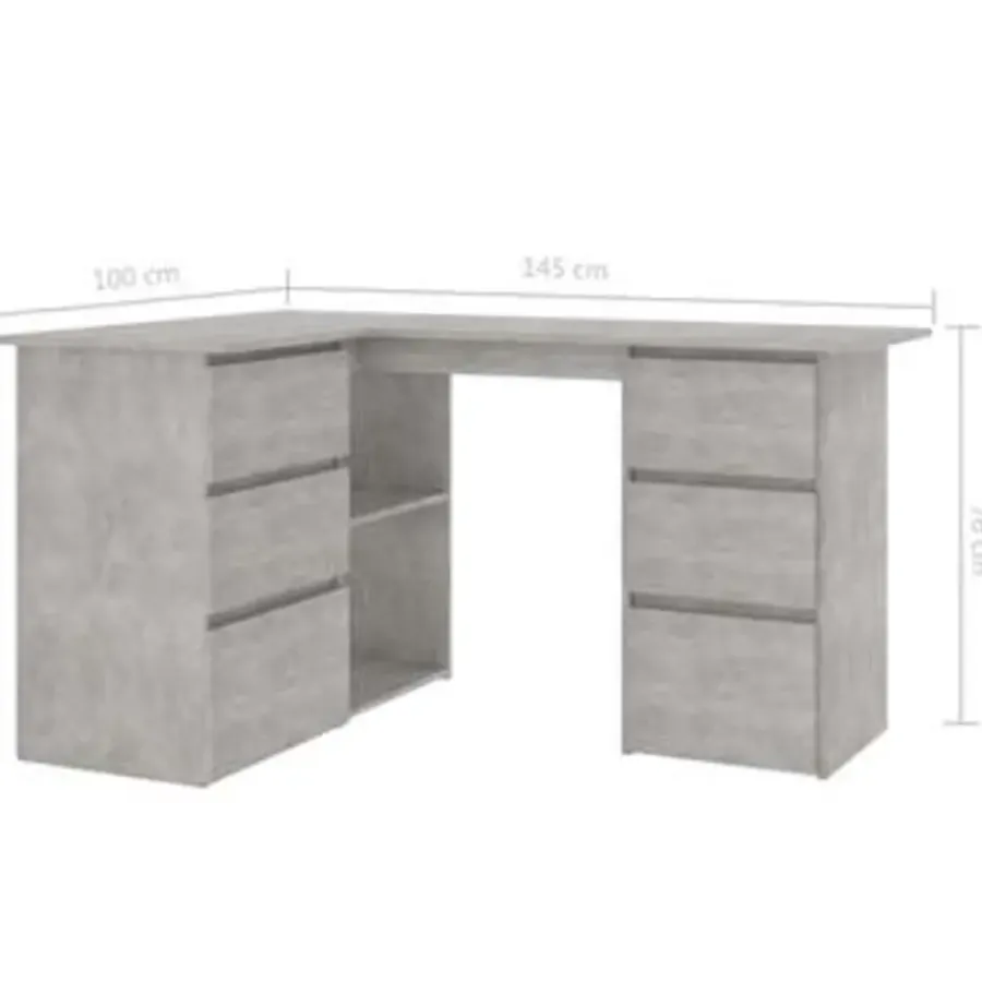 vidaXL - Hoekbureau - Grijs - Bewerkt hout