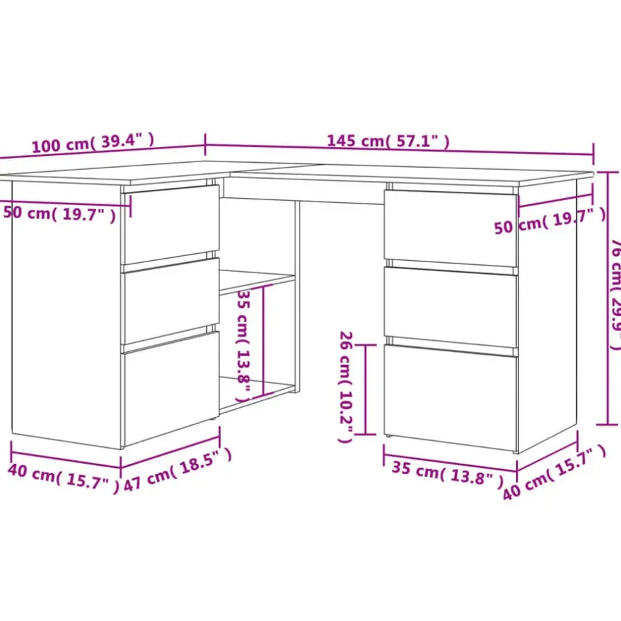 vidaXL - Hoekbureau - Grijs - Bewerkt hout