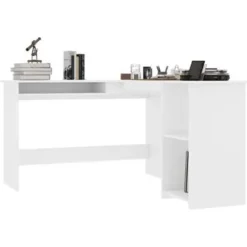 vidaXL - Hoekbureau - Wit - Bewerkt hout