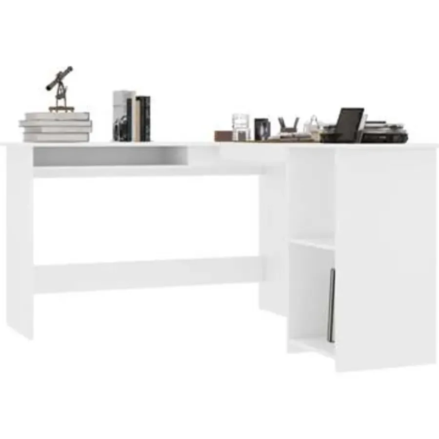 vidaXL - Hoekbureau - Wit - Bewerkt hout