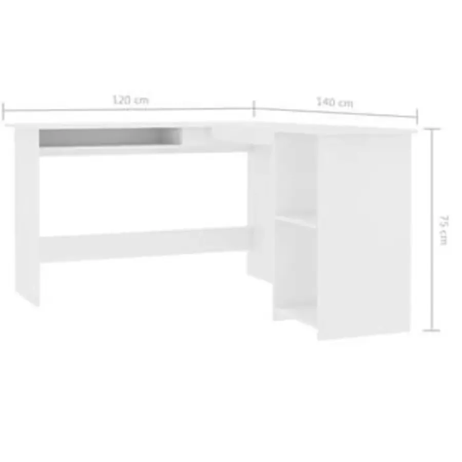vidaXL - Hoekbureau - Wit - Bewerkt hout