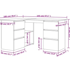 Hoekbureaus-vidaXL - Hoekbureau - Zwart - Bewerkt hout