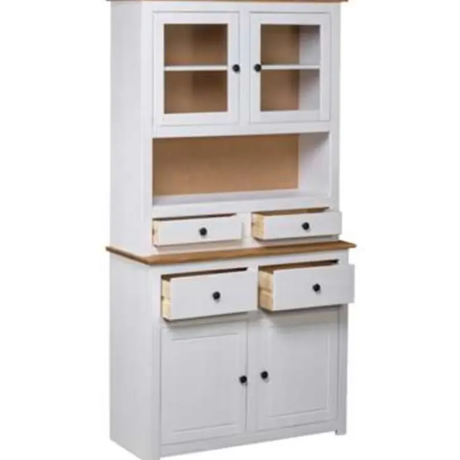 vidaXL - Hoge Kast - Wit - Grenenhout