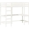 vidaXL - Hoogslaper met bureau - Wit - Massief grenenhout - 90x190 cm