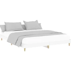 2-Persoons Bedden-vidaXL - Hout bed frame met lattenbodem - Wit - 140x200 cm