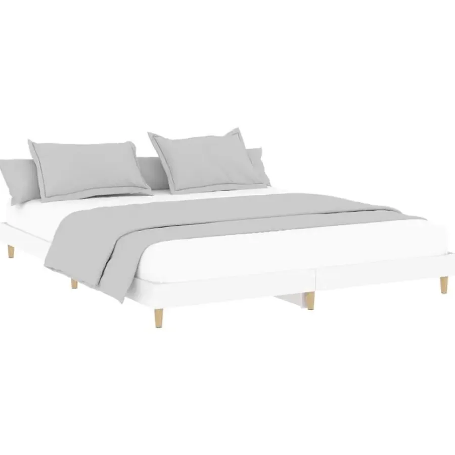 2-Persoons Bedden-vidaXL - Hout bed frame met lattenbodem - Wit - 140x200 cm