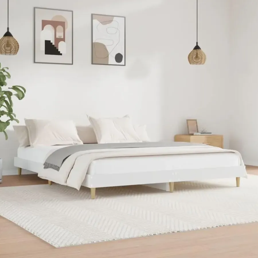 2-Persoons Bedden-vidaXL - Hout bed frame met lattenbodem - Wit - 140x200 cm
