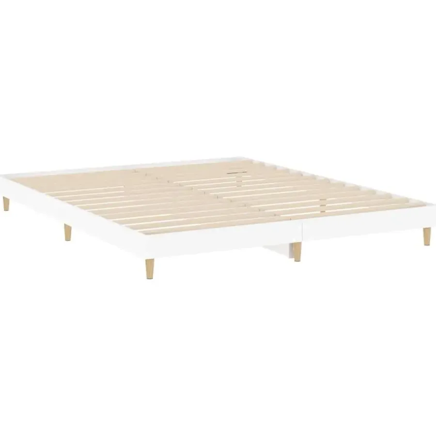 2-Persoons Bedden-vidaXL - Hout bed frame met lattenbodem - Wit - 140x200 cm