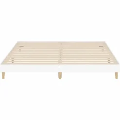 2-Persoons Bedden-vidaXL - Hout bed frame met lattenbodem - Wit - 140x200 cm