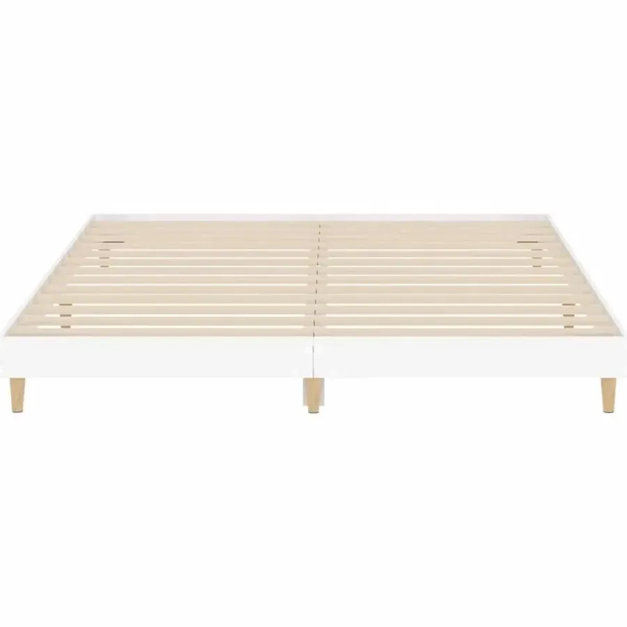 2-Persoons Bedden-vidaXL - Hout bed frame met lattenbodem - Wit - 140x200 cm