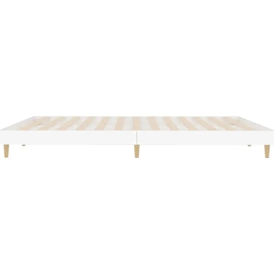 2-Persoons Bedden-vidaXL - Hout bed frame met lattenbodem - Wit - 140x200 cm