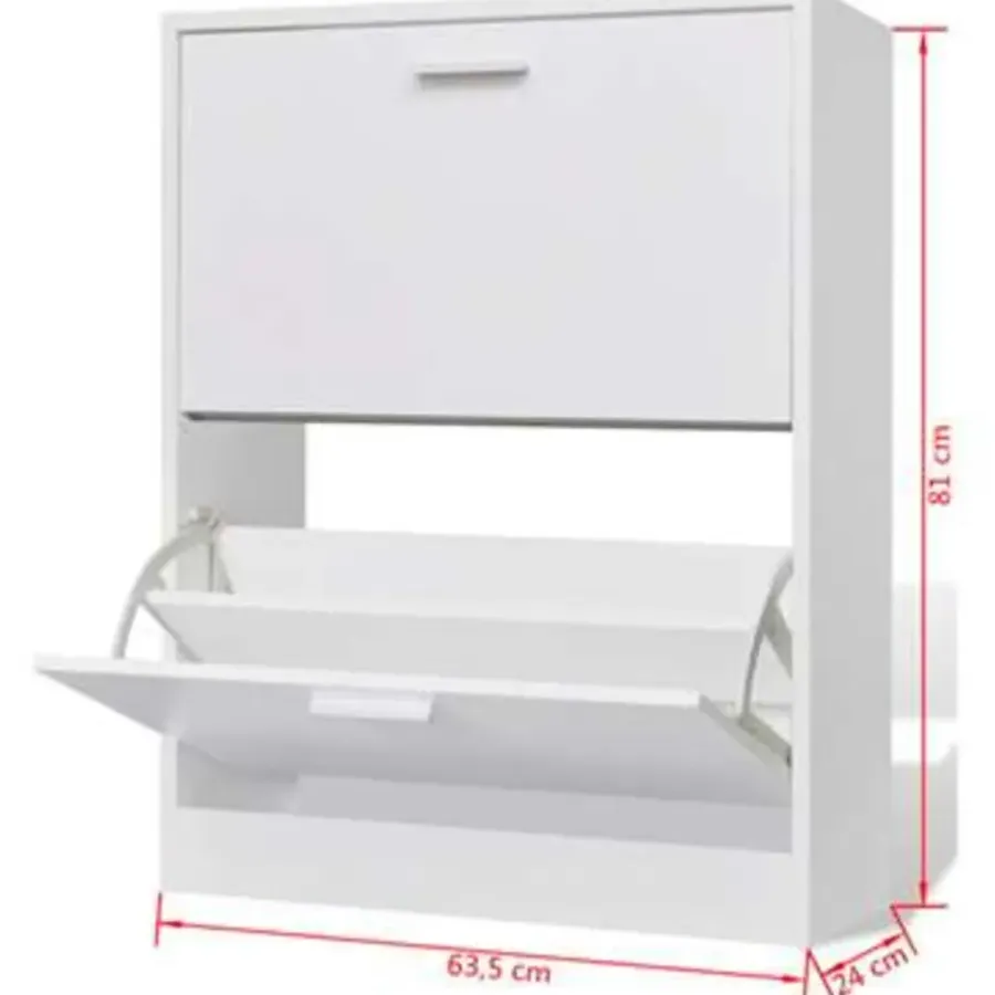 vidaXL - Houten Schoenenkast - Wit - Hout