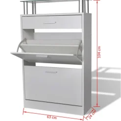 vidaXL - Houten Schoenenkast - Wit - Hout