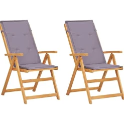 Tuinstoelen-vidaXL - Houten Stoel - Grijs - Hout - 2 stuks