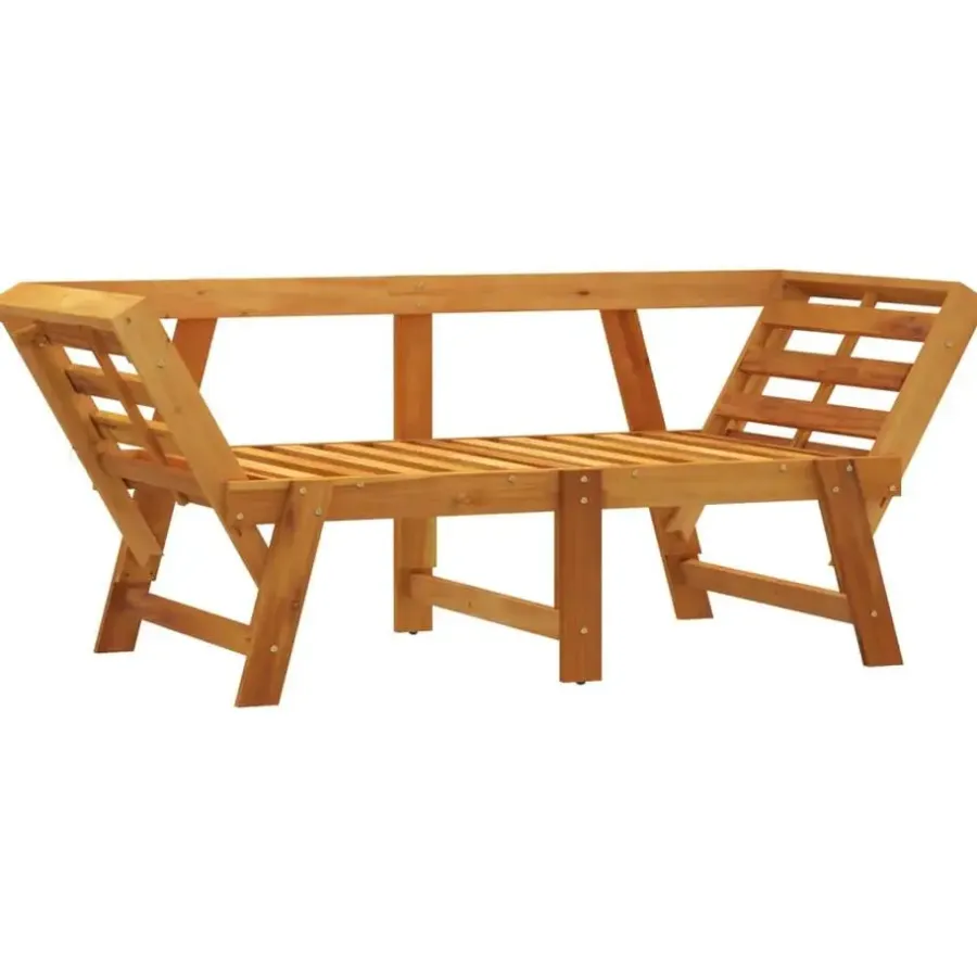 vidaXL - 2-in-1 Loungebank met crème kussens - Massief acaciahout - 205x74x66 cm