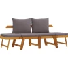 Loungebanken-vidaXL - 2-in-1 Loungebank met donkergrijs kussens - Acaciahout - 205x74x66 cm