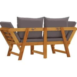 Loungebanken-vidaXL - 2-in-1 Loungebank met donkergrijs kussens - Acaciahout - 205x74x66 cm